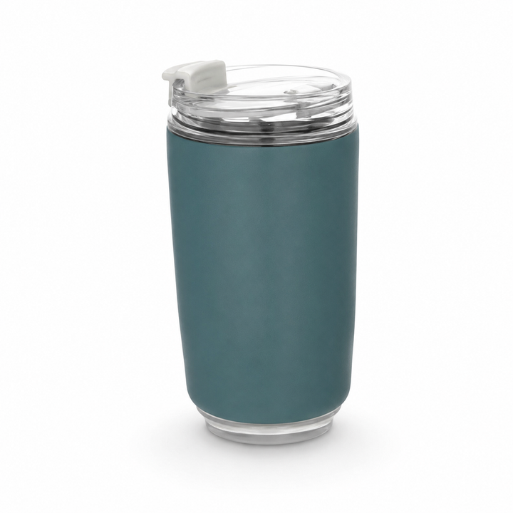Tasse de voyage isotherme réutilisable en acier inox pour café, thé, boissons froides. Écologique et portable.
