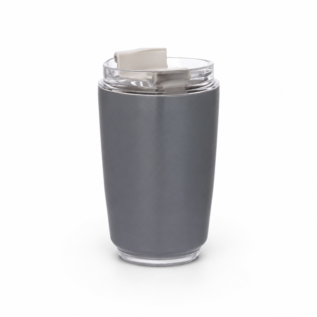 Tasse thermos design en acier inoxydable sans BPA, parfaite pour garder votre café chaud au bureau ou en voyage.