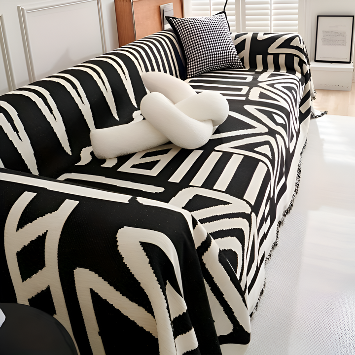 Confort et style avec ce plaid en chenille. Jeté de canapé douillet à franges, antidérapant pour le printemps.