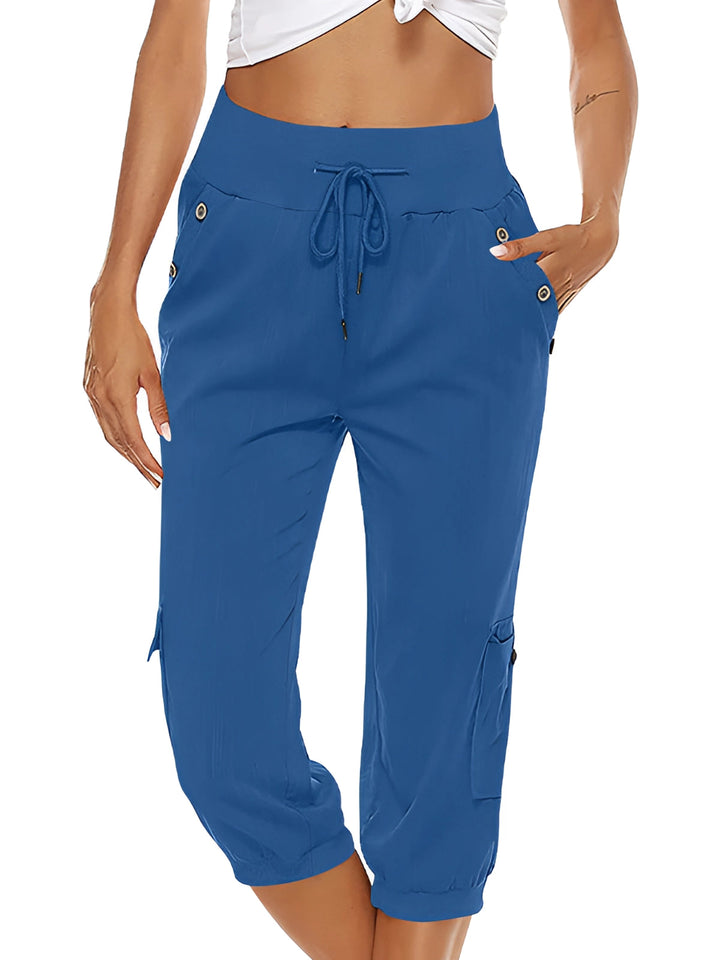 Capri femme vert, confortable et stylé, idéal pour une tenue d'été mode et respirante.