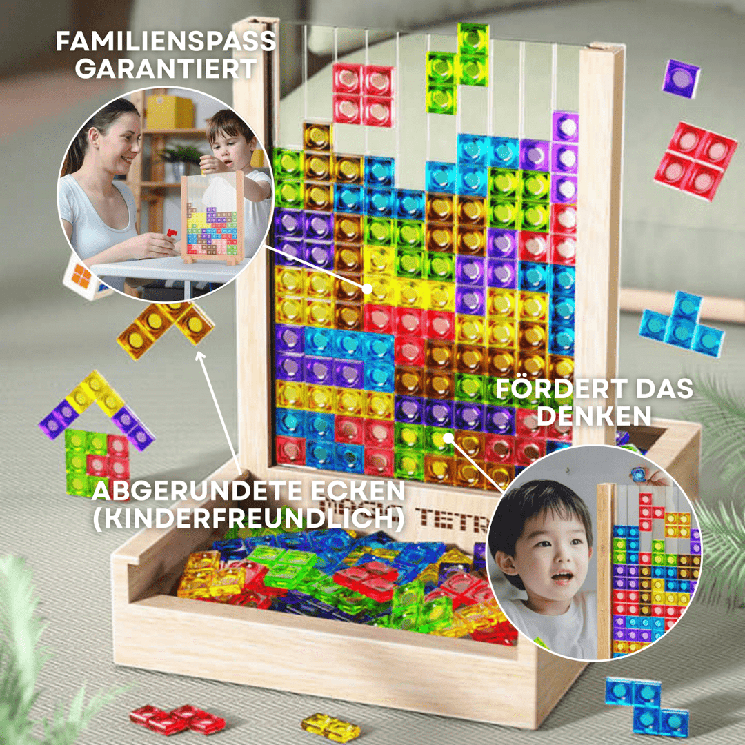 Jeu de société EcoBlock style Tetris en bois pour toute la famille, divertissement éducatif et cadeau durable.