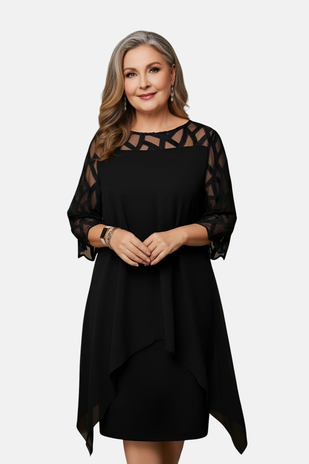 Robe élégante femme, coupe flatteuse et confortable, idéale pour soirée ou jour. Disponible du S au 5XL.