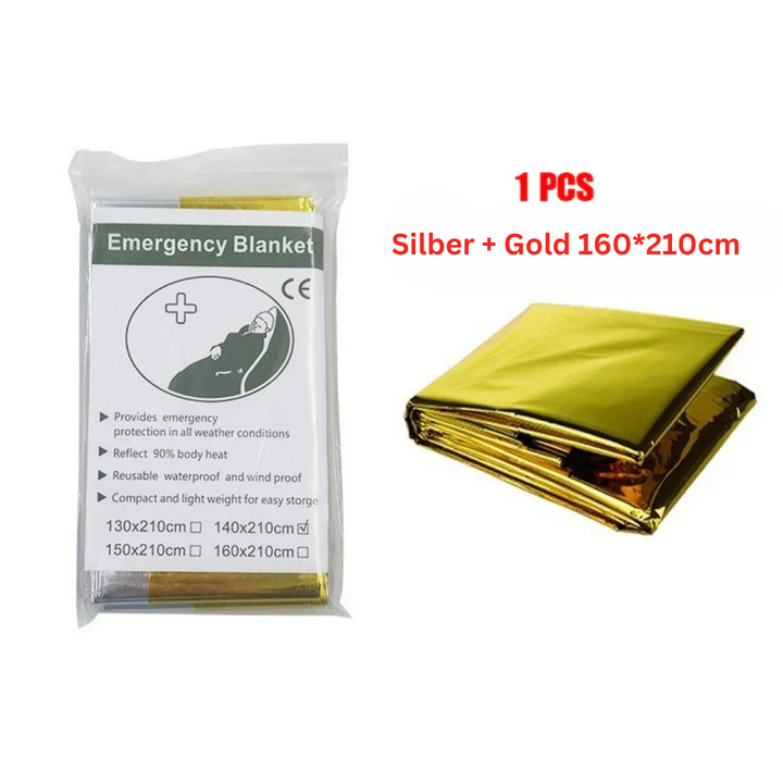 Poncho de survie ThermaShield. Protection thermique et étanche, léger, idéal pour toute situation.