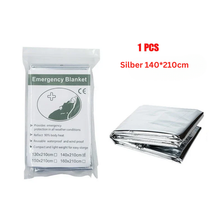 Poncho de survie ThermaShield polyvalent: thermique, étanche, léger pour urgence et camping.