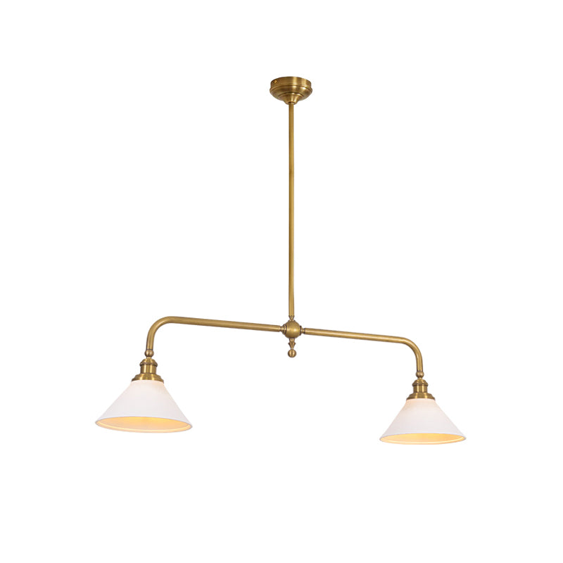 Suspension à double abat-jour en métal, accent moderne pour salle à manger.