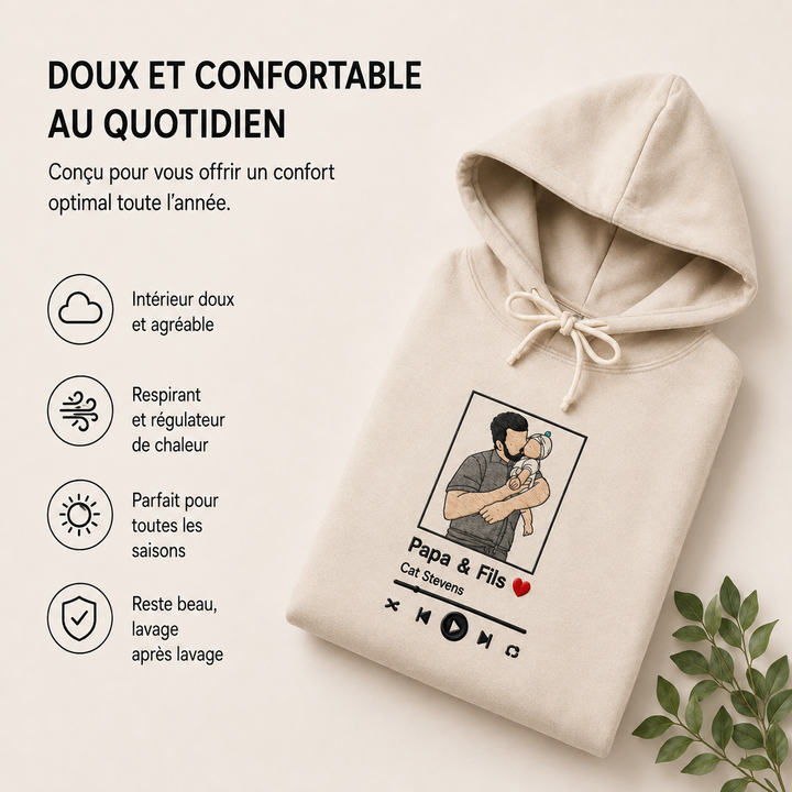 Hoodie personnalisé unisexe avec votre photo brodée, coton polyester confortable.