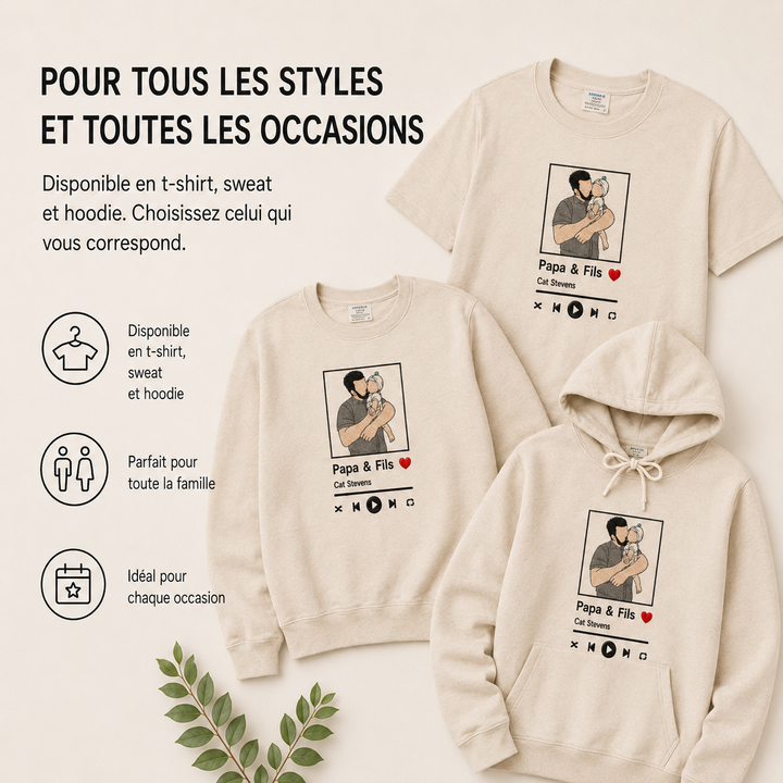 Cadeau unique : vêtement personnalisé avec portrait brodé, idéal pour un souvenir spécial.