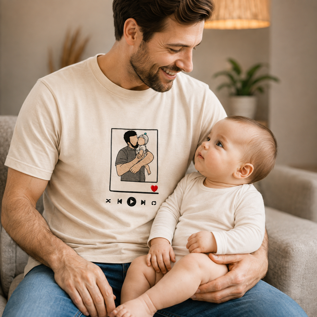 Votre photo transformée en broderie sur un vêtement personnalisé unisexe stylé.
