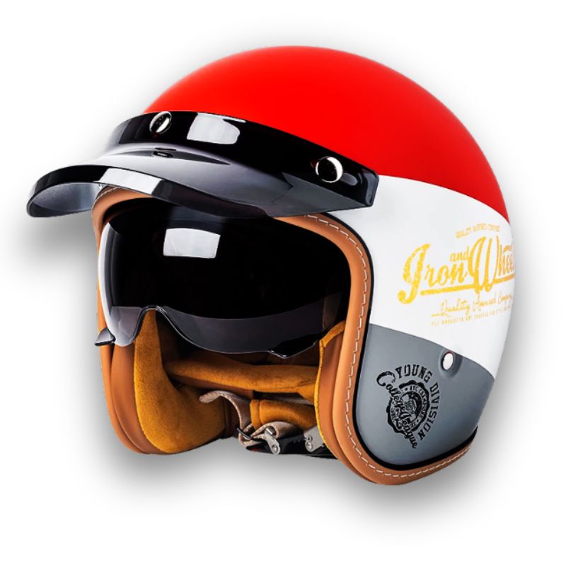 Casque moto homme intemporel certifié DOT & ECE, protection maximale pour une sécurité accrue.