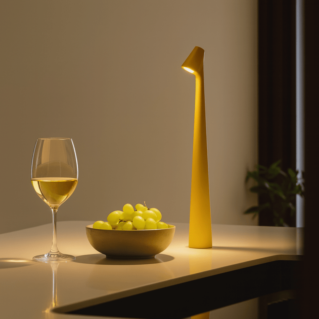 Lampe de table LED Lumora rechargeable, sans fil, dimmable, design contemporain pour une lumière parfaite.