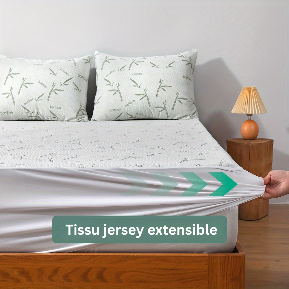 Protège-matelas rafraîchissant en fibres de bambou, pour un confort de sommeil durable.