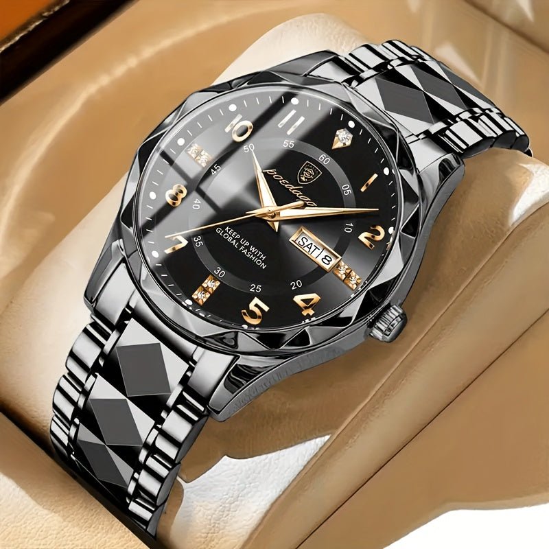 Cadran chronographe d'une montre sport homme étanche 50m. Détails précis, aiguilles lumineuses, design moderne.