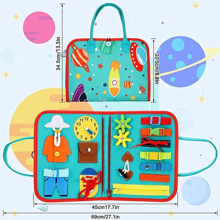 Jouet éducatif Montessori portable pour bébé et tout-petit, planche sensorielle favorisant le développement et l'éveil.