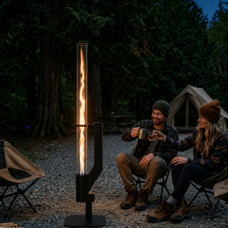 Apportez chaleur et lumière: torche à granulés extérieure avec flamme verticale élégante.