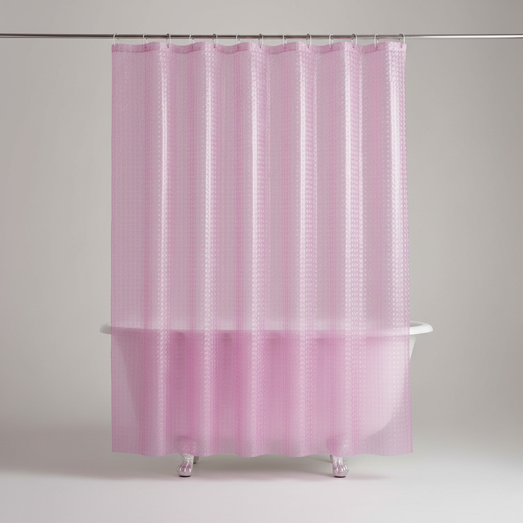 Rideau de douche transparent LumiCurtain en EVA, maximise la luminosité dans votre salle de bain moderne.