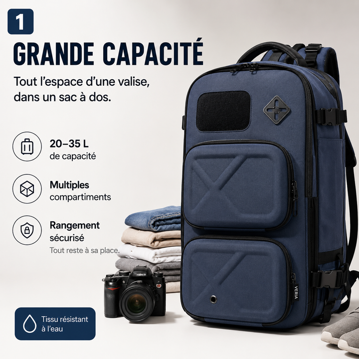 TravelPack sac à dos antivol imperméable, parfait pour le quotidien et les voyages compacts.