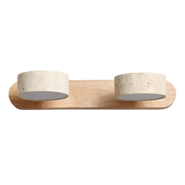 Applique murale LED décorative en travertin et bois, pour ajouter une touche moderne à votre déco.
