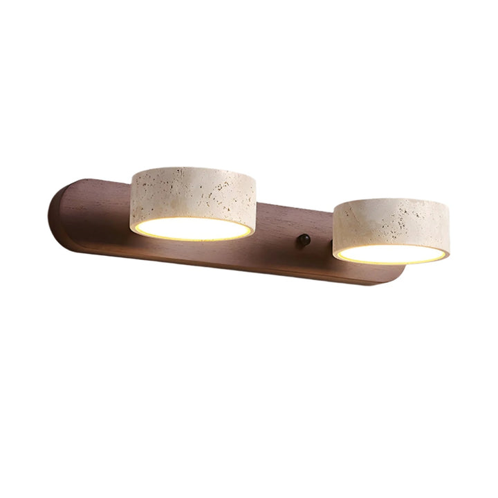Luminaire mural design LED, travertin et bois pour un intérieur moderne et élégant sans effort.