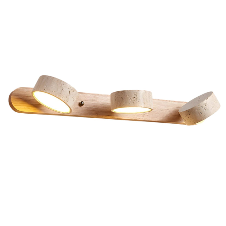 Applique murale LED en travertin et bois, design intérieur minimaliste et chic pour votre maison.
