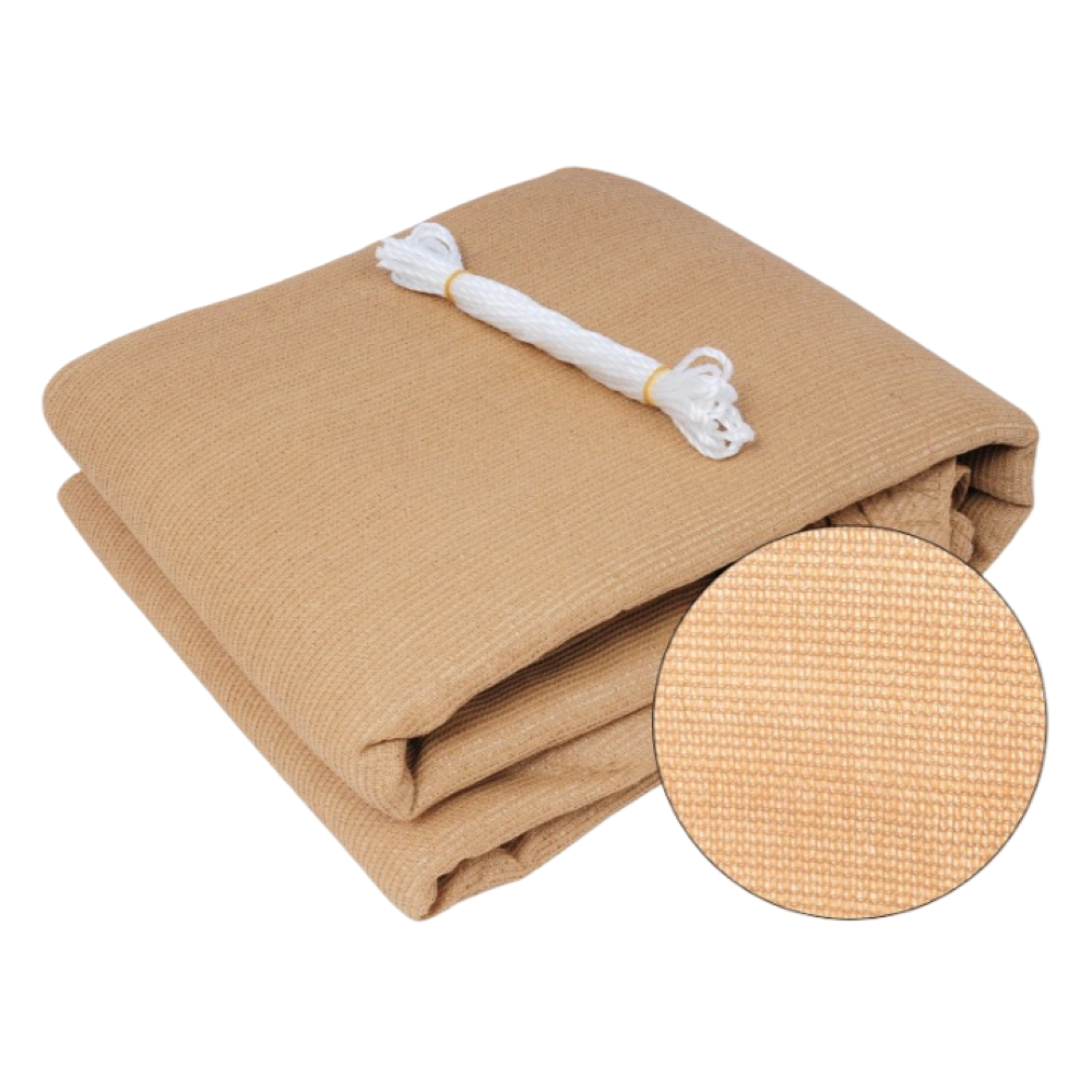 Pare-soleil triangulaire sable, toile HDPE robuste, protection UV pour terrasse.