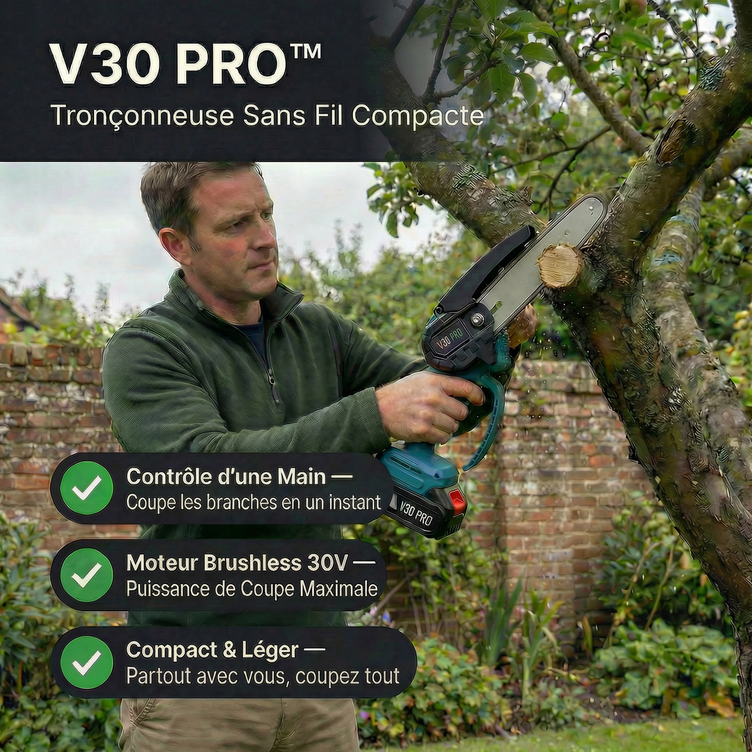 Tronçonneuse électrique portable ergonomique, facile à manipuler pour le jardinage et l'entretien des branches.