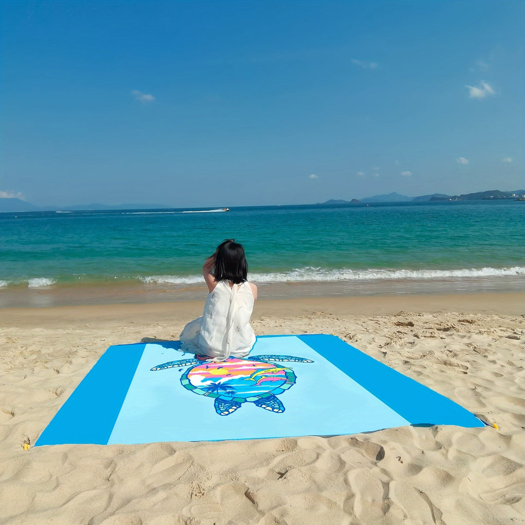 Tapis extérieur TropiComfort en polyester robuste, grand format, idéal pour la plage, les pique-niques.