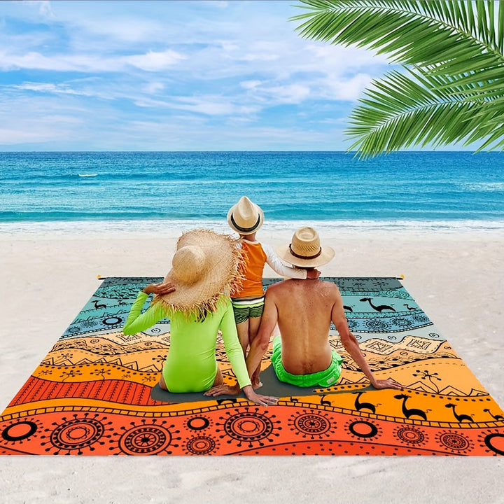 Tapis de plage TropiComfort, confort supérieur, anti-sable, grande taille pour la famille et les amis.