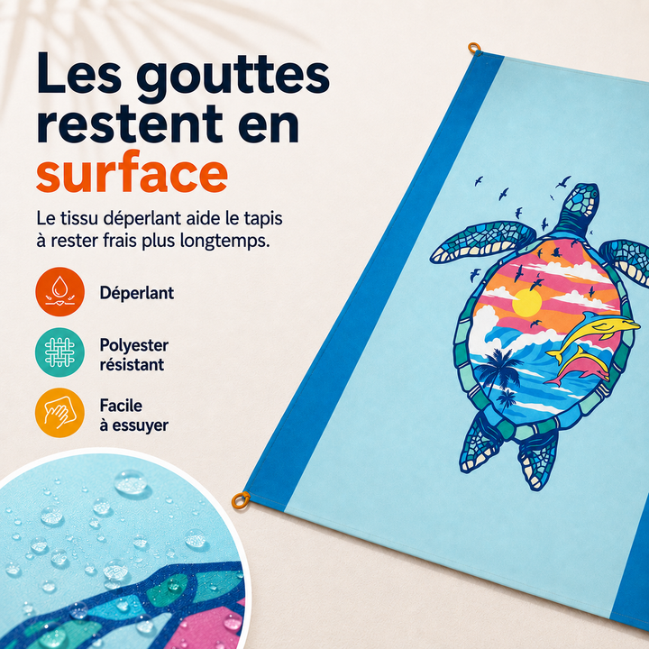 Tapis de pique-nique TropiComfort, grand format, en polyester, parfait pour l'extérieur et la plage.