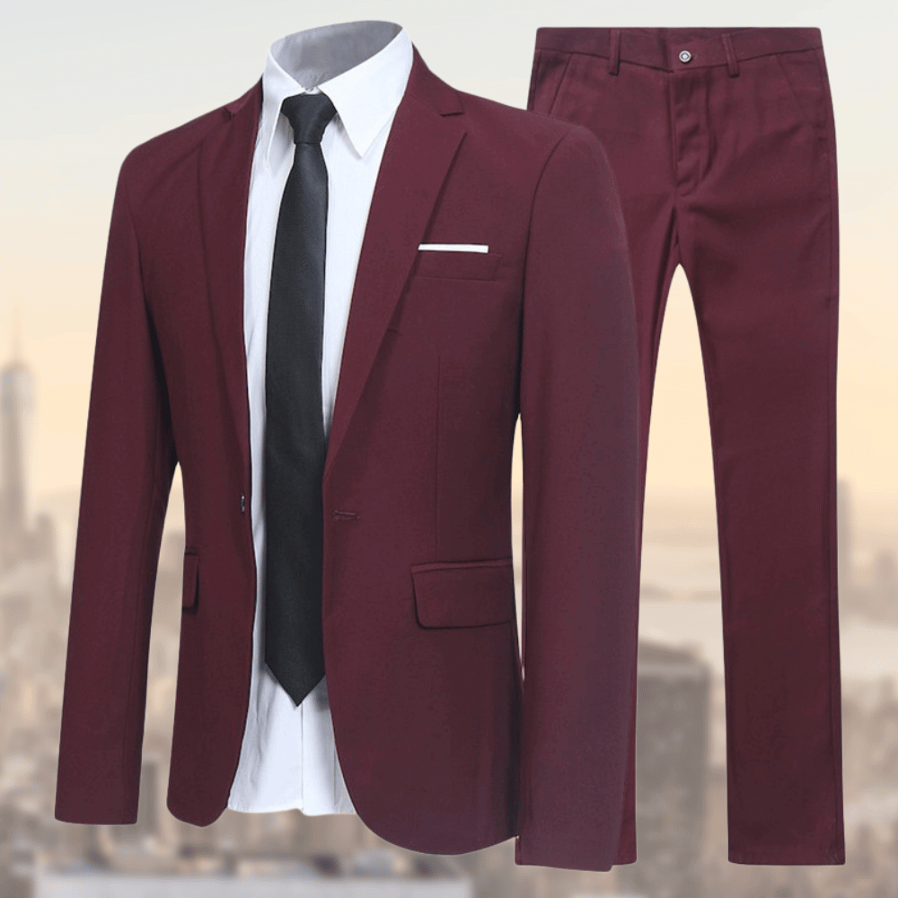 Ensemble veston et pantalon homme. Un costume ajusté sophistiqué pour affaires et événements.
