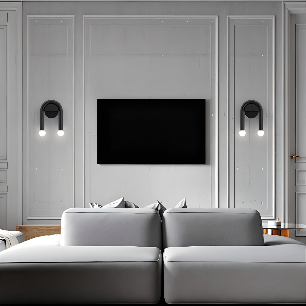 Éclairage mural LED noir minimaliste, parfait pour une lumière intérieure indirecte et douce.