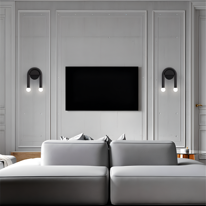 Éclairage mural LED noir minimaliste, parfait pour une lumière intérieure indirecte et douce.