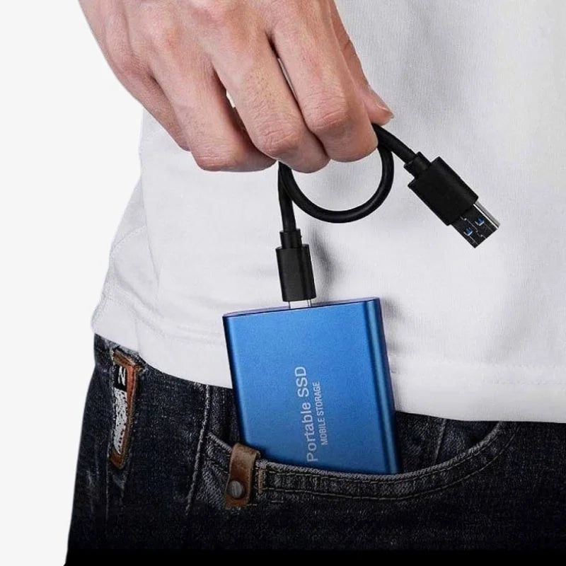 Disque dur SSD externe ByteX compact et portable, idéal pour les voyages, travail mobile et bureautique rapide.