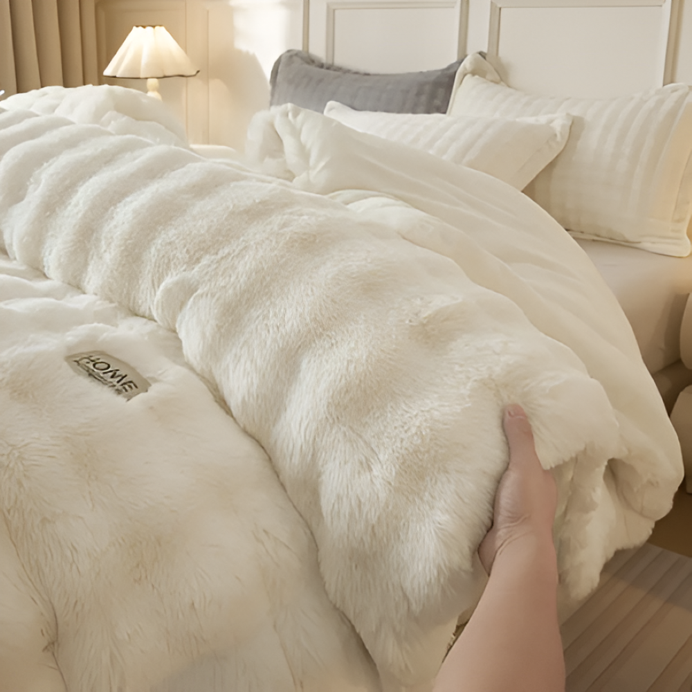 Couette douillette VelouraDream en fleece de lait, parfaite pour des nuits confortables.