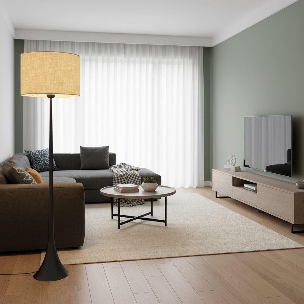 Lampe sur pied au design épuré, éclairage d'appoint parfait pour la lecture dans le salon ou comme touche décorative chambre.