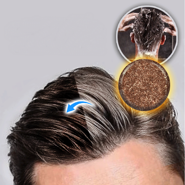 Shampooing assombrissant anti-cheveux gris. Soin bio qui redonne une couleur naturelle et de l'éclat aux cheveux.