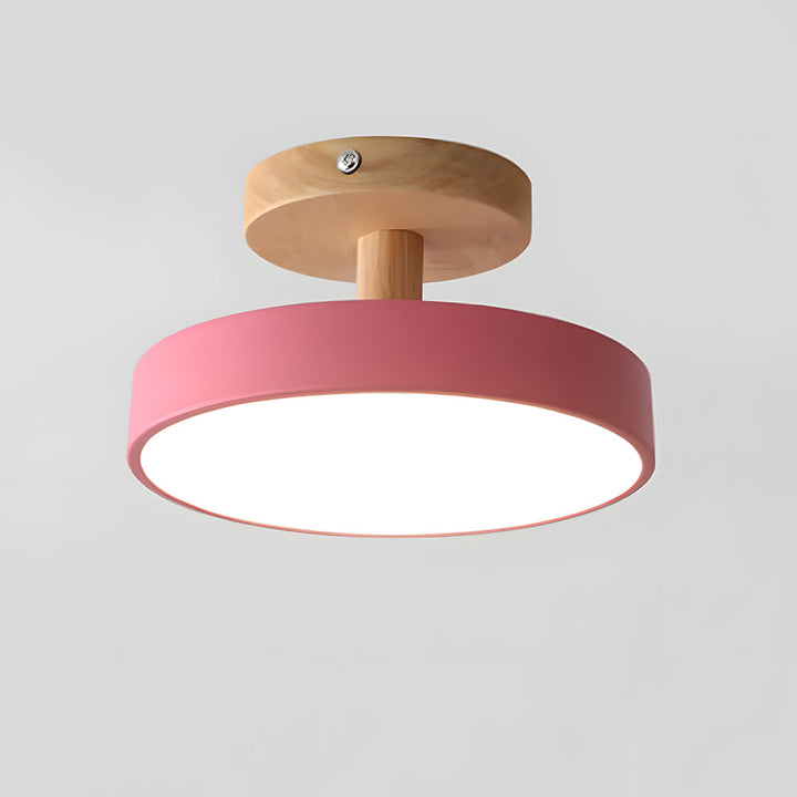 Éclairage moderne: Plafonnier scandinave bois et pastel. Lumière LED.