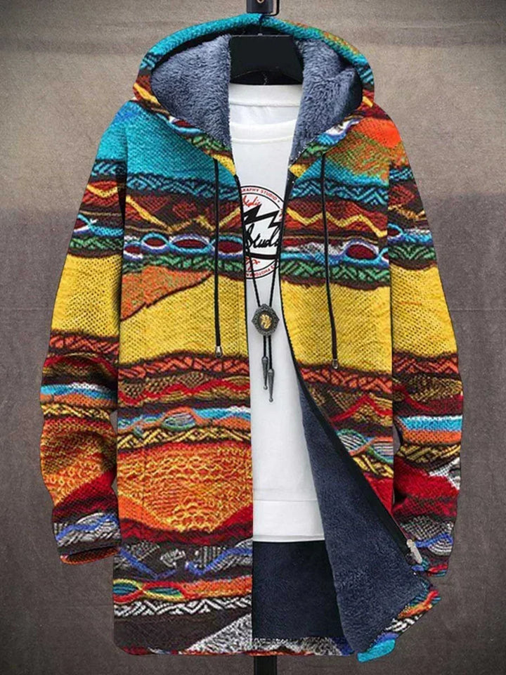Style urbain décontracté avec cette veste polaire femme à capuche, imprimé artistique, chaude et confortable.