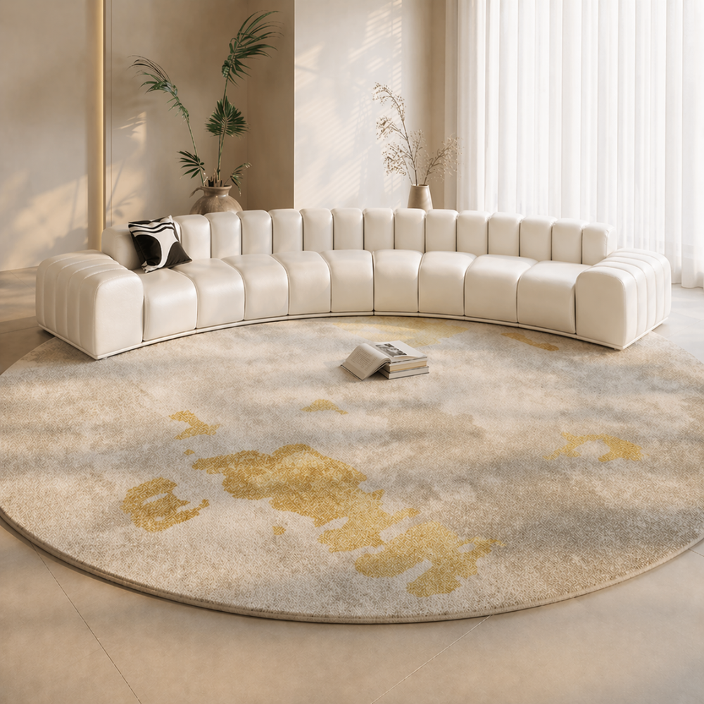 Sensation de luxe sous les pieds avec ce tapis rond en peluche antidérapant, idéal pour chambre.
