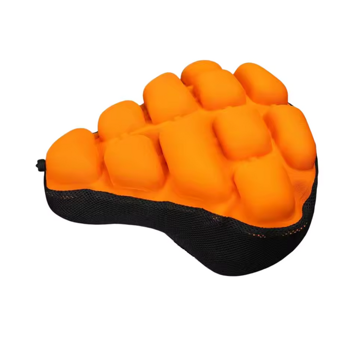 Accessoire cyclisme LuxRide: coussin de selle gonflable bleu respirant, anti-choc. Confort pour trajets longs.