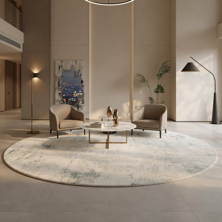 Aménagez votre intérieur avec ce tapis rond épais en peluche, style italien chic et confortable.
