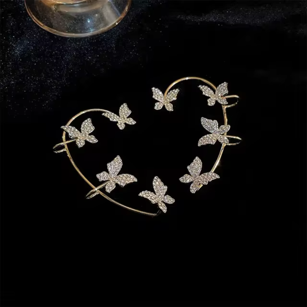 Paire de boucles d'oreilles papillon à clip en argent et zircon, pour femme, design élégant sans perçage.