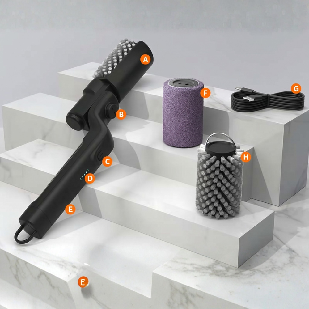 Accessoire indispensable pour cuisine extérieure : brosse nettoyage BBQ électrique sans fil et rouleau.