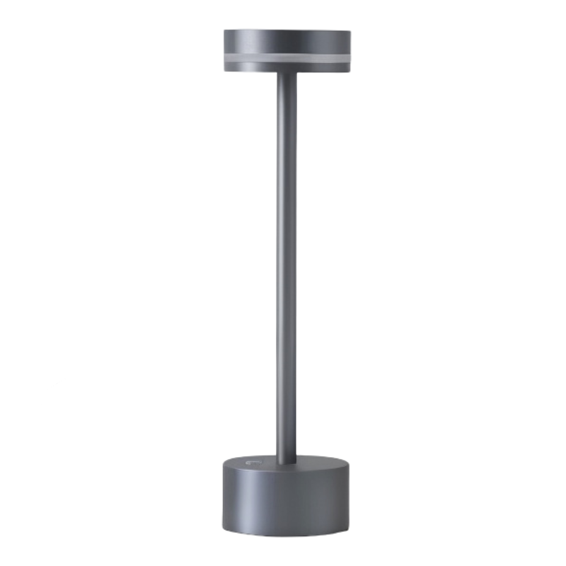 Lampe de table LED sans fil dimmable, design moderne en aluminium rechargeable pour une lumière d'ambiance douce.