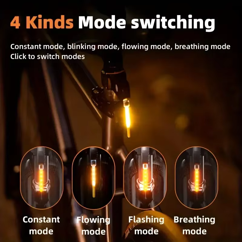 Feu arrière LED pour vélo, rechargeable via USB, assure votre sécurité et visibilité nocturne.