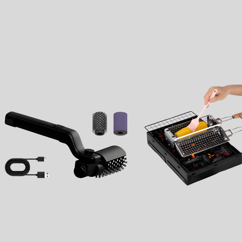 Entretien facile de votre barbecue avec la brosse électrique sans fil, rouleau rotatif pour surfaces grillées.
