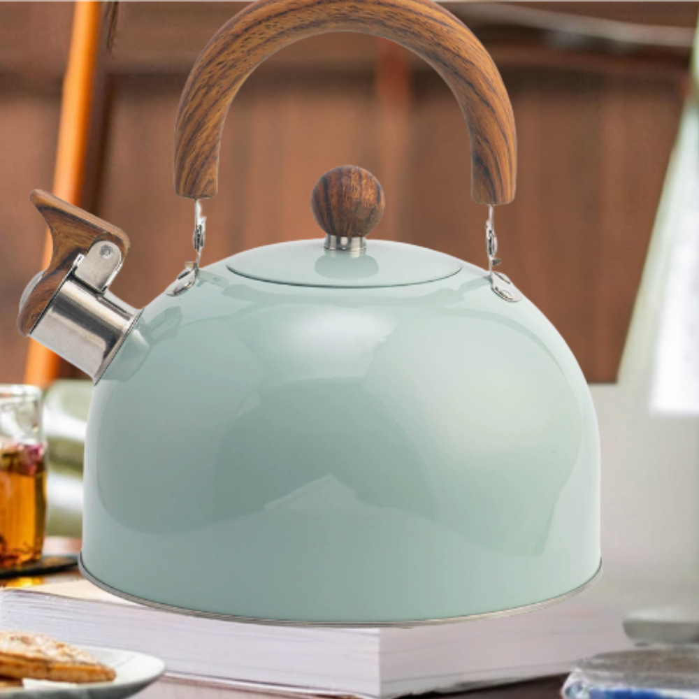 Bouilloire de cuisine sifflante en acier inoxydable 2.5L/3L, ustensile robuste pour un chauffage rapide.