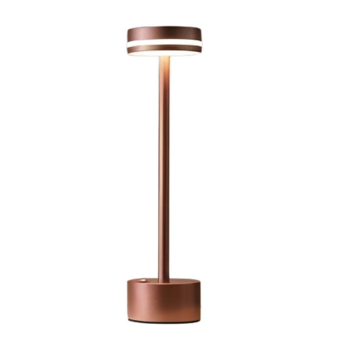Lampe de table LED à lumière douce dimmable, sans fil, design moderne et élégant en aluminium, pour ambiance cosy.