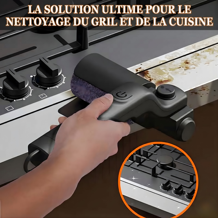 Brosse électrique sans fil pour grilles de barbecue, rouleau rotatif pour un nettoyage en profondeur et rapide.
