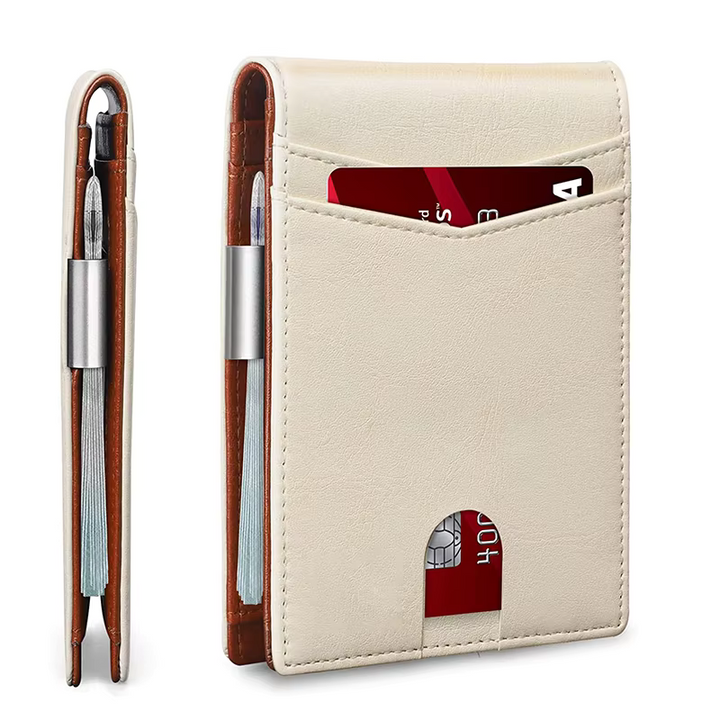 Portefeuille homme cuir pleine fleur, mince, robuste et durable, intégrant une protection RFID avancée.