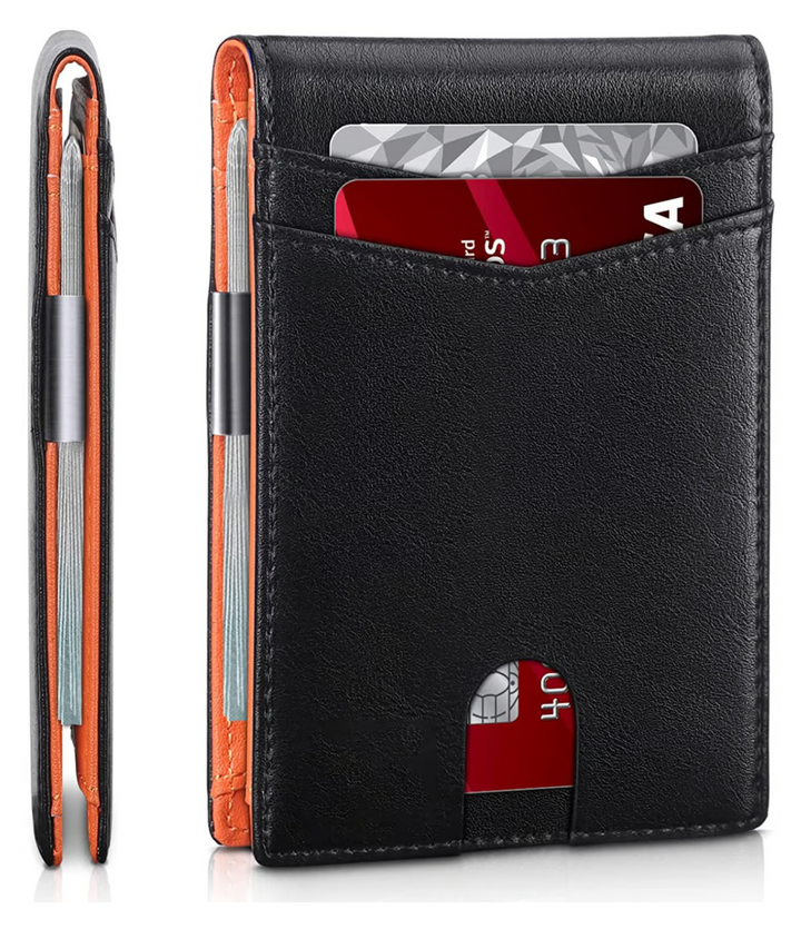Portefeuille minimaliste homme RFID, design fin et moderne, conçu pour la sécurité de vos données.